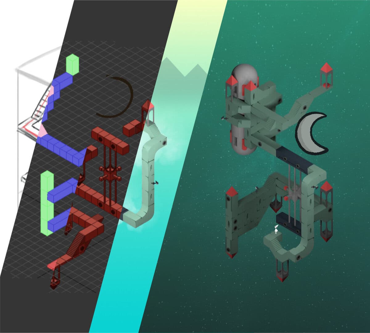 Day and night paths side by side